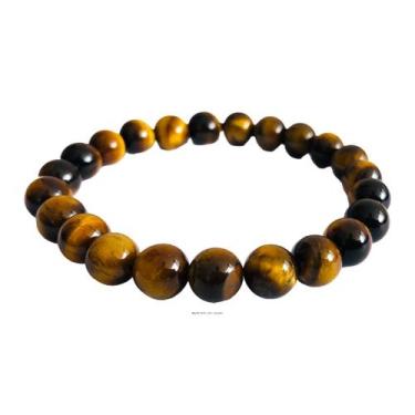 Imagem de Pulseira Masculina Olho de Tigre Esfera 8mm - Proteção - EQUILIBRIO