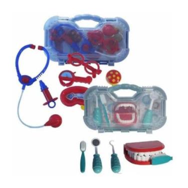 Imagem de Maleta Kit Dentista infantil E kit Médico 2 Brinquedos educativos - Pa