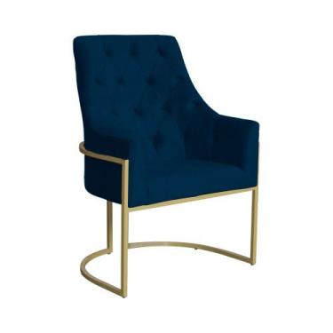 Imagem de Cadeira Poltrona Vick Sala De Estar Suede Azul Marinho - Vallisa Decor