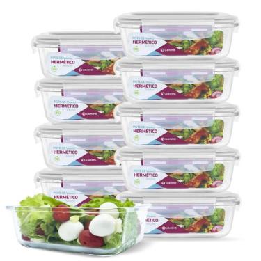 Imagem de Conjunto 10 Potes Vidro Hermético Marmita Mantimento 640ml - U4home