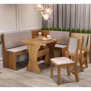 Imagem de Canto Alemao Vieiro Big 2 Cadeiras Mel/linho Amendoa - VIERO MÓVEIS