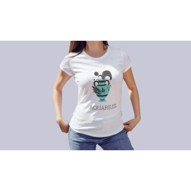 Imagem de Camiseta Babylook 100% Algodão Signos Aquário Gola Canoa - PRESENTE-BR