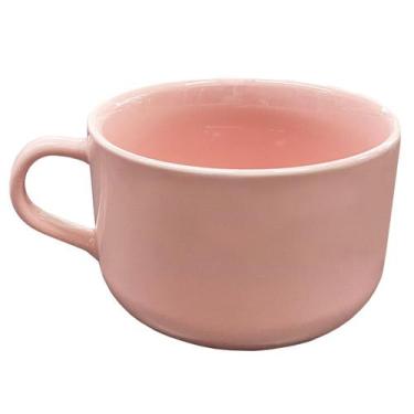 Imagem de Caneca Xícara Rosa 450ml Jumbo Caldo Sobremesa Hr Porcelanas