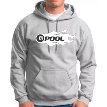 Imagem de Moletom Feminino e masculino Blusão Canguru 8 Pool Ball Cinza - wribei