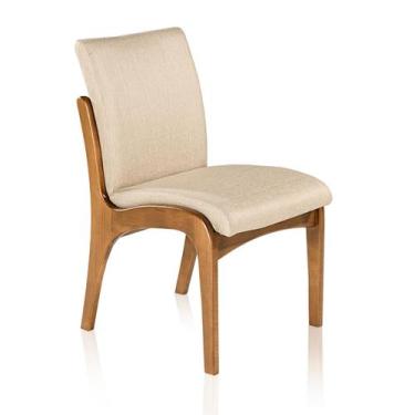 Imagem de Cadeira de Jantar Estofada Lisboa 90 x 52 Cm Madeira Maciça Imbuia Lin