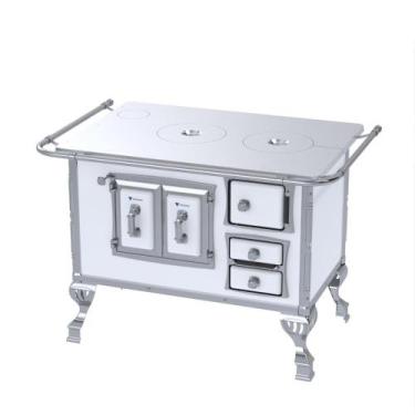 Imagem de Fogao a Lenha Venax n 2 Sec XVIII Chapa de Aluminio Branco, SAIDA ESQU