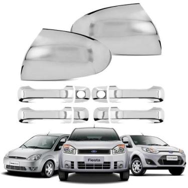 Imagem de Kit Aplique Cromado Capa Maçanetas Retrovisor Fiesta 2003 - Shekparts