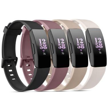 Imagem de Vancle Pacote com 4 pulseiras para Fitbit Inspire 2/Fitbit Inspire HR para mulheres e homens, pulseira esportiva de silicone macio ajustável para Fitbit Inspire 2/Inspire HR/Inspire/Ace 3/Ace 2