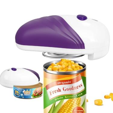 Imagem de Abridor de lata elétrico, abridor de lata automático, mãos livres/borda lisa/operado por bateria/abridor portátil de um toque, abridores elétricos de lata para presente de cozinha para idosos com