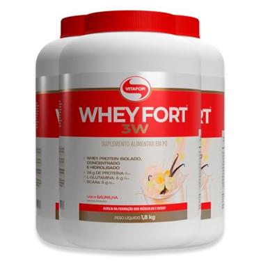 Imagem de Kit 3 Whey Fort 3W Vitafor Baunilha 1800g