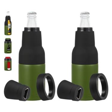 Imagem de PATIKIL Slim Can Cooler, 2 peças de 340 g com isolamento térmico de cerveja com abridor de garrafas para cerveja refrigerante e café, latas e garrafas regulares, verde