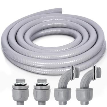 Imagem de Feotech Kit de conduíte e conector de 2,5 cm (1 polegada) 15 FT não metálico - Inclui 2 acessórios retos e 2 ângulos para fiação elétrica