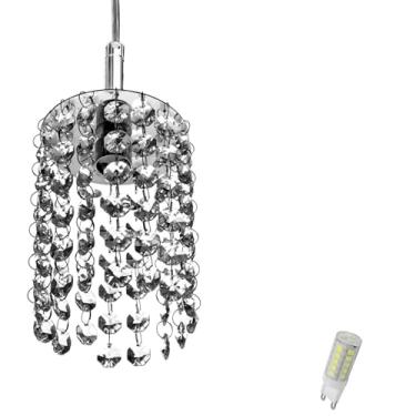 Imagem de Lustre Pendente Redondo Clearcast Cristal Legitimo com Lâmpadas 6000K (Branca Fria)