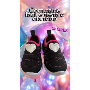 Imagem de TENIS INFANTIL CALCE FÁCIL FEMININO PRETO CORAÇÃO CAMINHADA ESPORTE CORRIDA (PRETO-CORAÇÃO PRATA, BR, Criança de 4 a 8 anos, Numérico, 28)