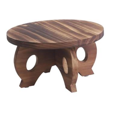 Imagem de Gralara Suporte redondo de madeira para plantas, mesa de plantas moderna, suporte para vaso de flores, rack para plantador para sala de jantar, hotel, canto , Marrom