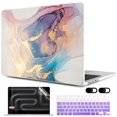 Imagem de MEEgoodo Capa para MacBook Pro 16 polegadas 2024/2023/2021, A3403/A3186/A2991/A2780/A2485 M4/M3/M2/M1 Pro/Max, Capa Rígida com Teclado e Câmera, Marmor Abtrair