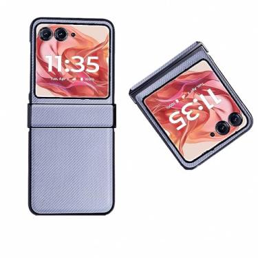 Imagem de shingtomua Capa para Motorola Razr 2024 [Não serve para Razr Plus 2024] Capa traseira com design de fibra de carbono à prova de choque para Motorola Razr 50 / Razr 2024 Shell (roxa)