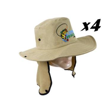 Imagem de Kit 4 Chapéus Com Protetor De Nuca LIFE PESCA - Várias Cores, Caqui