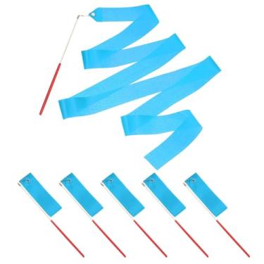 Imagem de PATIKIL Fitas de dança, pacote com 6, flâmulas de dança de ginástica de 78,7 polegadas com varinha antiderrapante para presentes, dança, shows de talentos, bastão girando, azul celeste