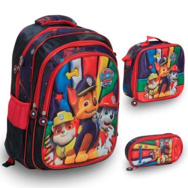 Imagem de Kit Mochila Infantil Menino Paw Patrol Alça Costas 3 Pçs - Plike