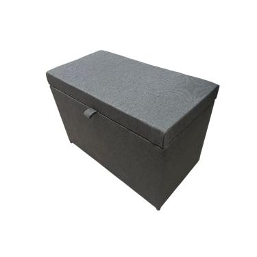 Imagem de Puff Baú Estofado Retangular C/ Pistão á Gás Em Linho - Cinza