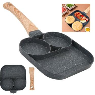 Imagem de Frigideira Antiaderente 3 Divisórias Ovo Hambúrguer e Carne - 3 EM 1