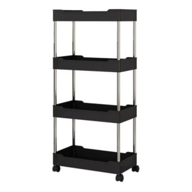 Imagem de Prateleira Carrinho Auxiliar Organizador de Objetos Multiuso 4 Andares com Rodinhas