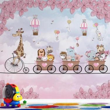 Imagem de Papel de Parede Infantil Animais e Bicicletas AL 18 - AloPapers, 2,50m