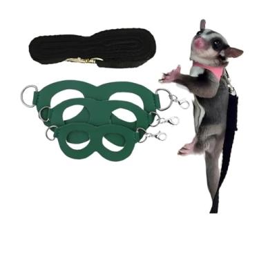 Imagem de Conjunto de coleira Sugar Gliders, pacote com 3 coleiras para planadores de açúcar, furão, hamster, rato, esquilo, animais pequenos (verde)