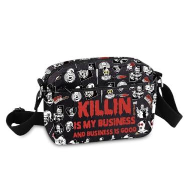 Imagem de Bolsa transversal inspirada em produtos de palhaço com estampa de palhaço assassino, presente de arte para amantes de filmes de terror presente de personagem de palhaço assustador, Killinhengcrossblk
