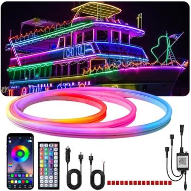 Imagem de Yeenoon Luzes De Corda De Led Neon De 16,4 Pés Para Barco, Luzes De Corda De Led Rgb Flexíveis, Controle Com App/Remoto Ip68 Luzes De Barco Led Para Pontão, Barco Baixo, Caiaque, Barco Jon, Cabine,