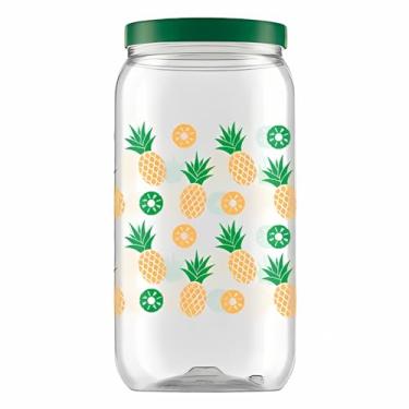 Imagem de Pote Para Mantimentos Grande Tampa De Rosca 2,7 Litros Decorado (Abacaxi)