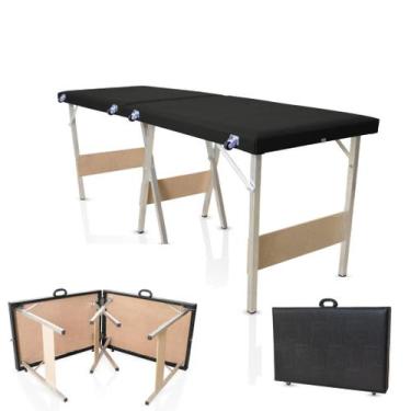 Imagem de Maca PRETA Estética Tatuagem Depilação Hospitalar dobrável portátil Pr