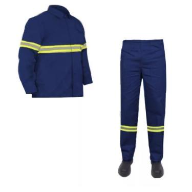Imagem de Conjunto Brim com Refletivo para Trabalho Profissional Uniforme - A Fá