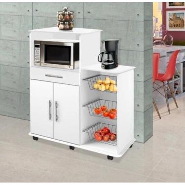 Imagem de Fruteira Balcao Tamara Com 06 Rodizios Branca - PASSE BEM, Branco