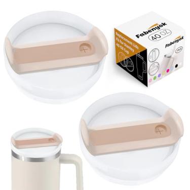 Imagem de Fabenyok Substituição da tampa do copo de 1,134 g - Pacote com 2 capas à prova de derramamento para copo de viagem Stanley (opaco - quartzo rosa)