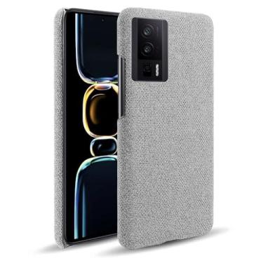 Imagem de Capa para Xiaomi POCO F5 Pro 5G,Capa desenhada em lona,Case Protetora Ultrafina com Empunhadura Macia,Design em Tecido Antichoque e Antiarranhões-Light gray
