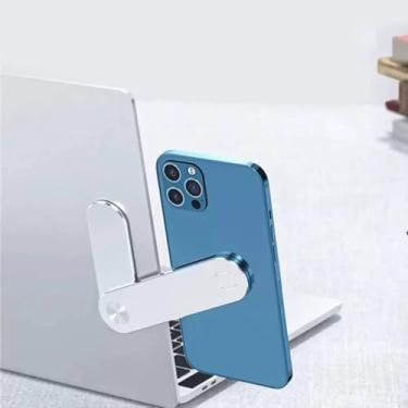 Imagem de Suporte Ajustável para Laptop e Celular, Dobrável, Portátil, Design Minimalista em Branco