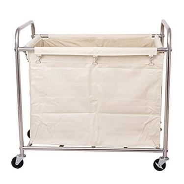 Imagem de Carrinhos móveis, carrinho classificador de lavanderia, cesto de roupa suja com 2 sacos removíveis, carrinho de cesto de roupa suja com alça grande, organizador de brinquedos sobre rodas/azul