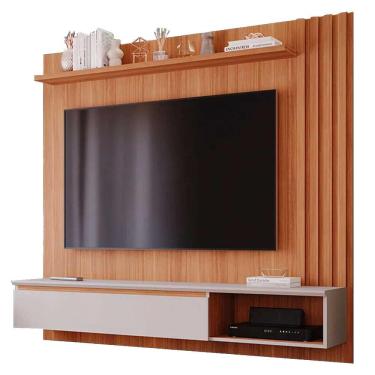 Imagem de Painel para TV até 60 Polegadas 100% mdf Panamá Plus com 1 Porta e Nicho Permóbili Cinamomo/Off White
