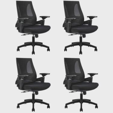 Imagem de Kit com 4 Cadeiras Office Diretor Toledo com Braços 3d Office Nr17