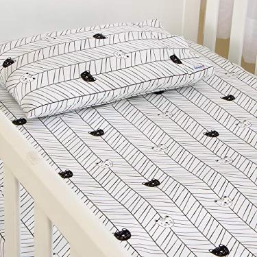 Imagem de Lençol Para Berço 2 Peças Estampado Aisha Preto - Lençol C/Elástico e Fronha, Biramar Baby