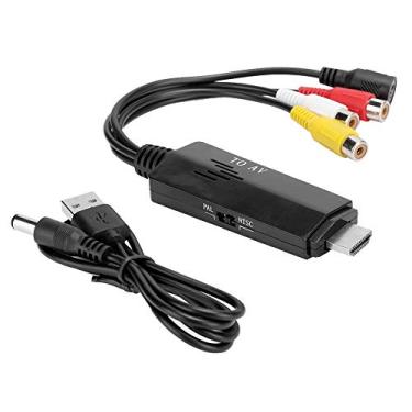 Imagem de CHEOTIME Conversor para HDMI, adaptador conversor AV para HDMI macho para fêmea para TV VHS VCR DVD Player gravador projetor, adaptador de conector de cabo AV