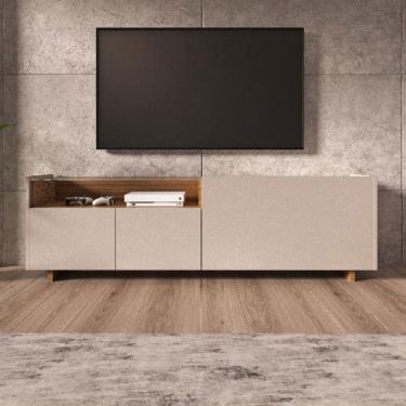 Imagem de Rack para TV Até 55 Polegadas 2095 4 Portas com Vidro Fume Clássico/Montana - Quiditá Móveis