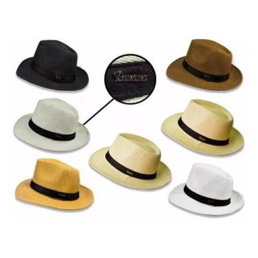 Imagem de Chapeu MASCULINO ESTILO Panama Palha Sintetica Aba Larga  Moda Tropica