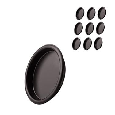 Imagem de KOVOSCH Puxador de dedo de porta de armário com 10 unidades de bronze polido a óleo - puxador redondo de 6,3 cm para porta de dedo deslizante, fácil instalação de encaixe