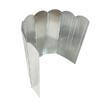 Imagem de rockible Windscreen do fogão de acampamento, churrasqueira de fogão Metal Screen Burner portátil Tela de vento dobrado Escudo de vento para caminhar, 120cmx40cm