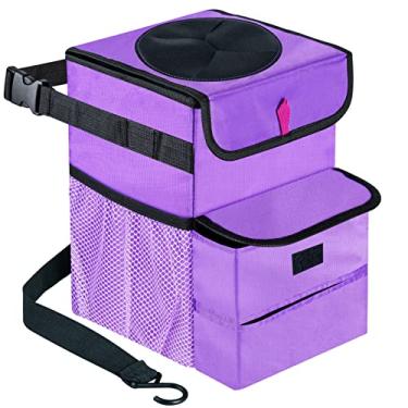 Imagem de GPUSFAK Caixote de lixo dobrável para carro à prova de vazamento 7,5 litros roxo
