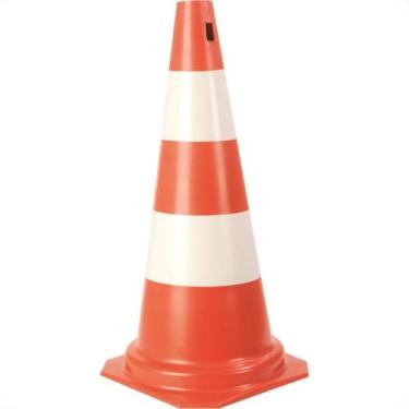 Imagem de Cone Rigido Plastcor Plastico Laranja/Branco 75Cm