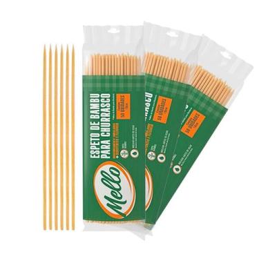 Imagem de Espeto de Bambu 25cm para Churrasco 90 Pacotes Caixa 4.500 Uni - Mello